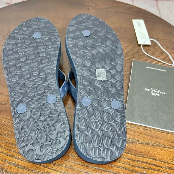COACH ZAK flip flop navy colored nwt 7-8 - Picture 5 of 7